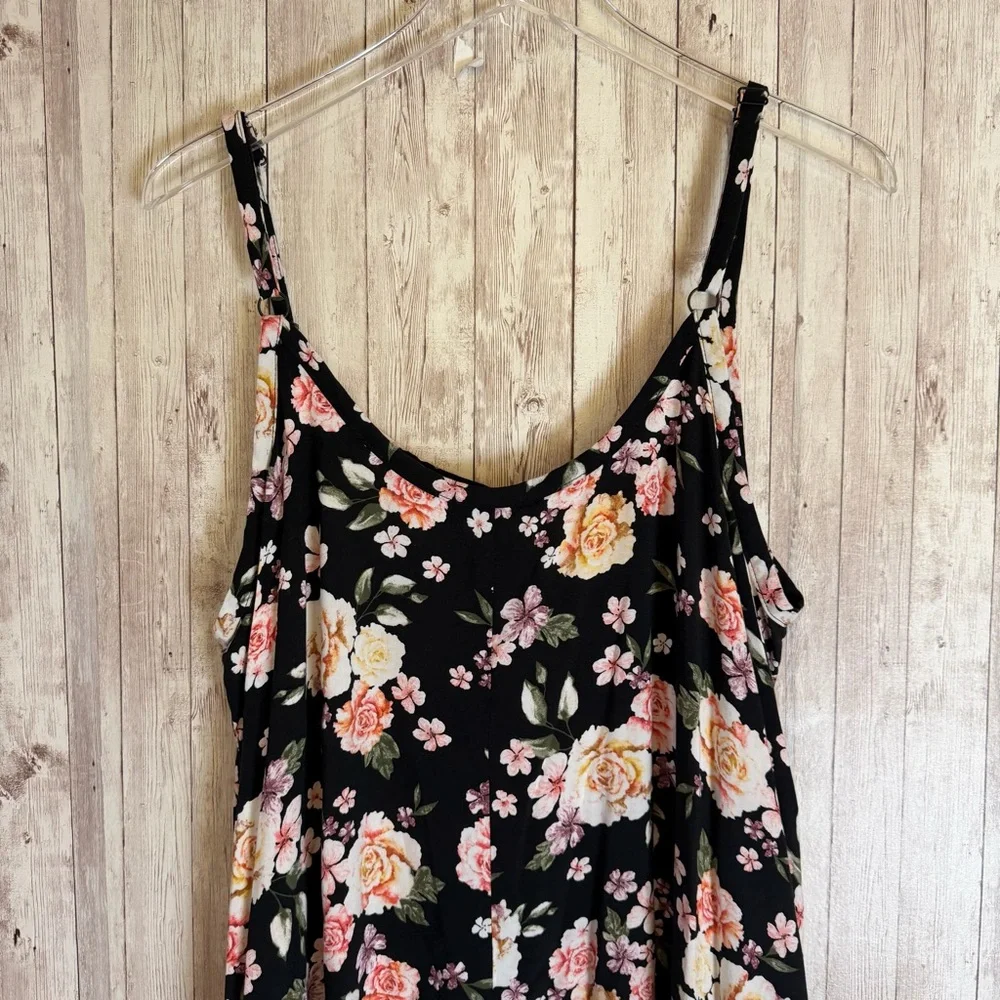 Torrid Black Floral Challis Trapeze Dress Pockets - Picture 8 of 8